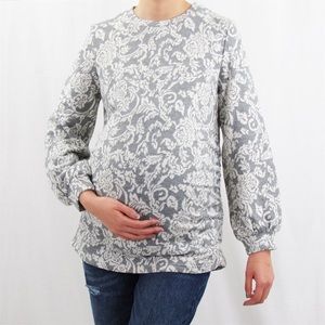Balloon Sleeve Jacquard Maternity Sweatshirt